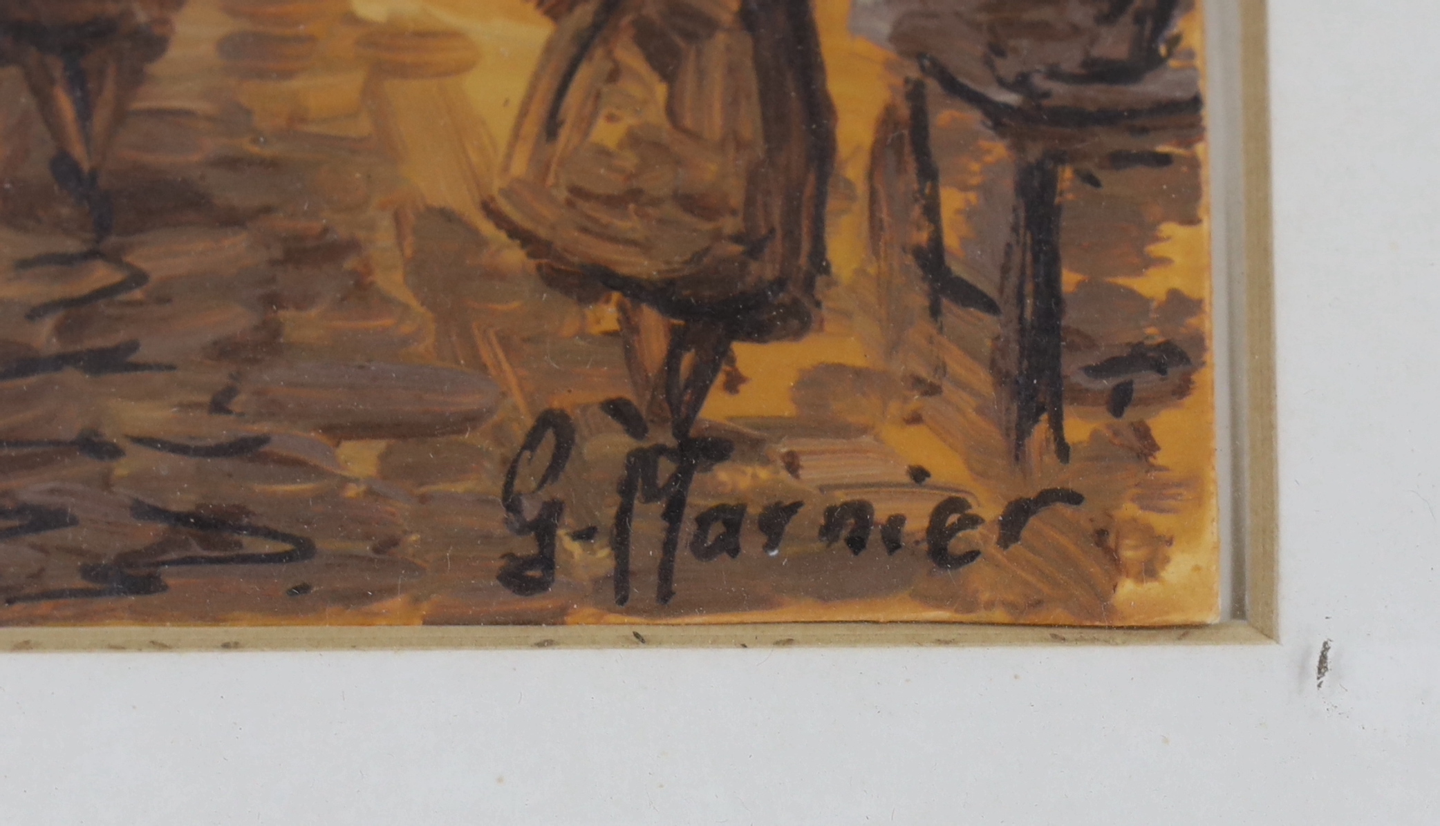 G. Mariner, oil on card, Neapolitan street scene, 32 x 12cm